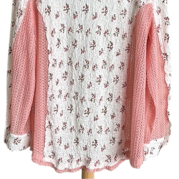 POL Cottagecore Slouchy Floral Crochet Blouse Bohemian Girly Relaxed Fit Large - Picture 11 of 16